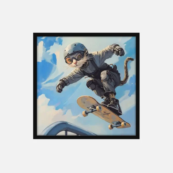 Skateboarding Cool Cat 1 Skateboarding Cat Canvas Art