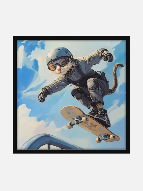 Skateboarding Cool Cat 1 Skateboarding Cat Canvas Art