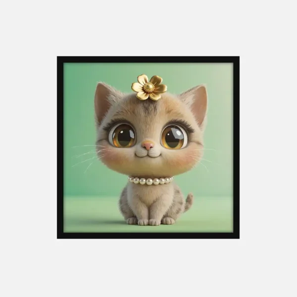 Cute Cat with Crown & Glasses Canvas Art