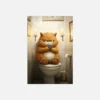 Humorous Cat on Toilet Canvas Art