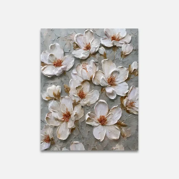 Textured White Flower Canvas Art