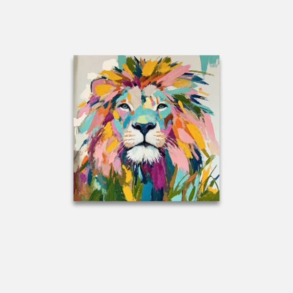 Colorful Lion Portrait Canvas Art