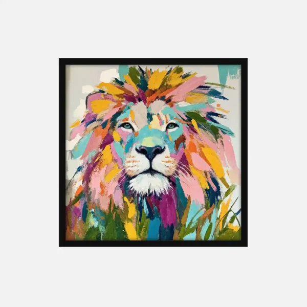 Colorful Lion Portrait Canvas Art