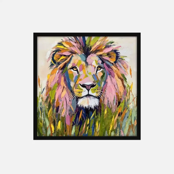 Colorful Lion Portrait Canvas Art