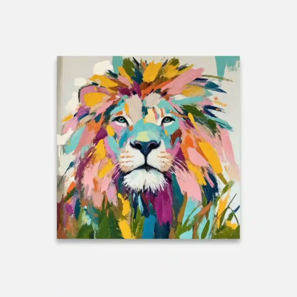 Colorful Lion Portrait Canvas Art