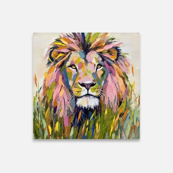Colorful Lion Portrait Canvas Art