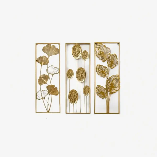 3-Piece Gold Metal Leaf Wall Art Set 3-piece wall decor