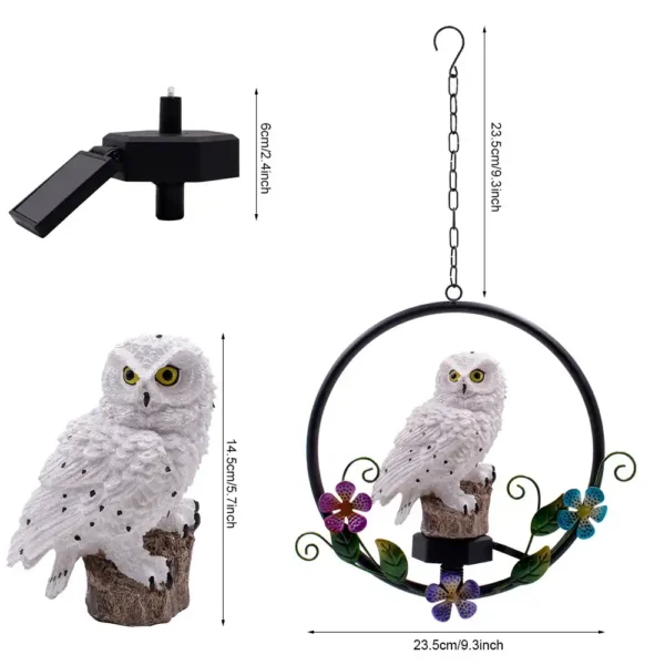 Solar - Powered Hanging Metal Owl Decor