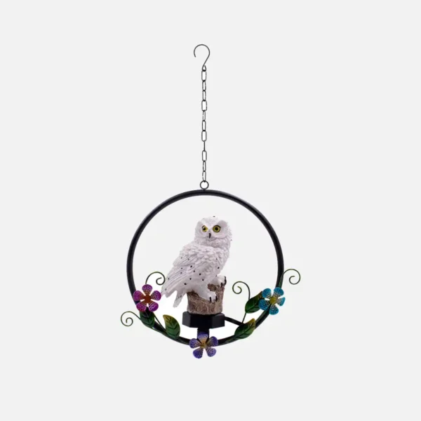 Solar - Powered Hanging Metal Owl Decor