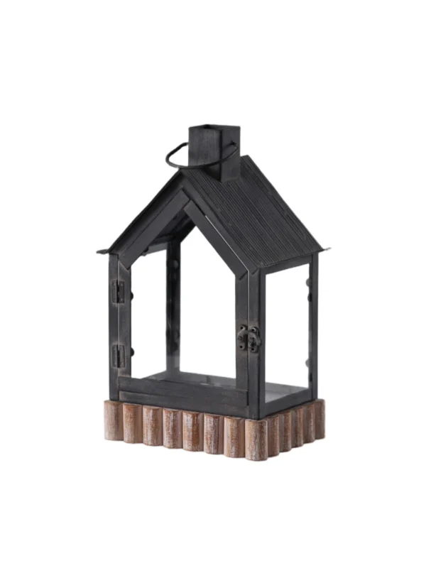 House - Shaped Iron - Glass Lantern Decor House - Shaped Iron - Glass Lantern Decor