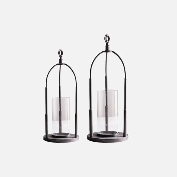 Industrial Iron - Glass Lantern Decor