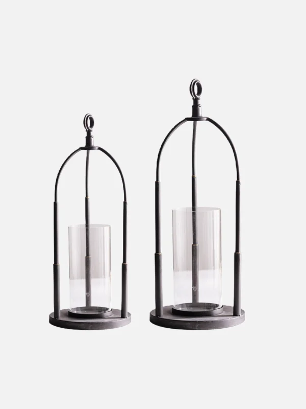Industrial Iron - Glass Lantern Decor Industrial Iron - Glass Lantern Decor