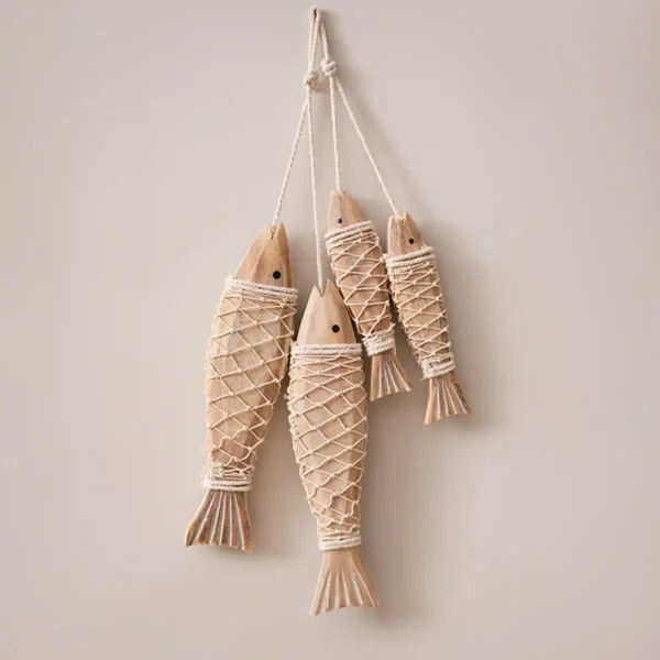 Nautical Wooden Fish Wall Hanging Set
