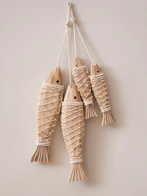 Nautical Wooden Fish Wall Hanging Set