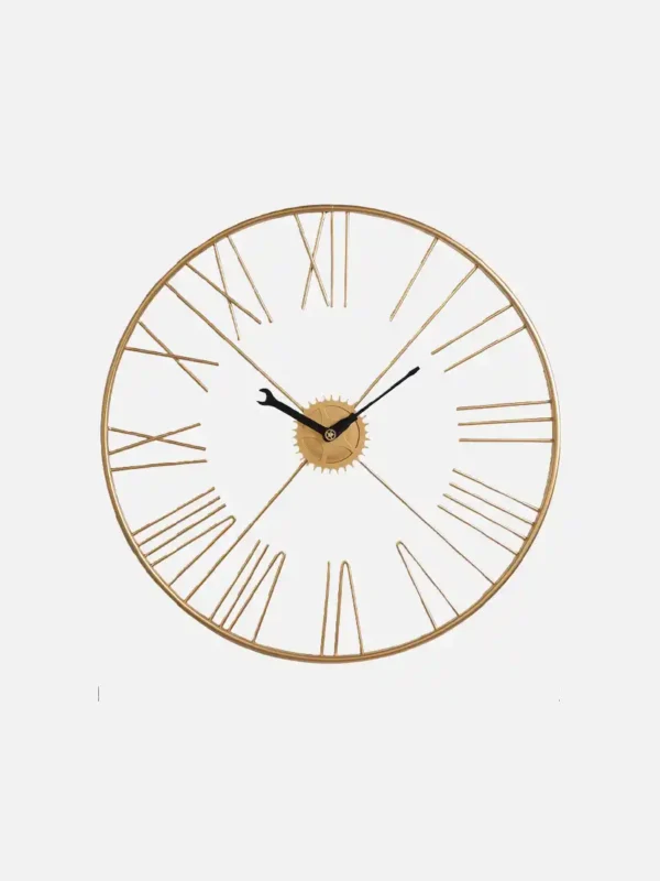 Style Gold Wall Clock with Roman Numerals Gold Industrial Wall Clock