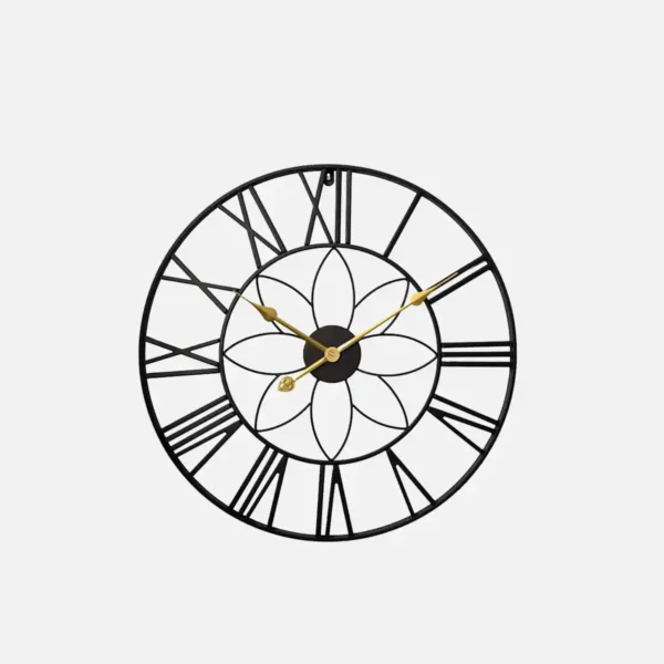 Vintage Floral Metal Wall Clock