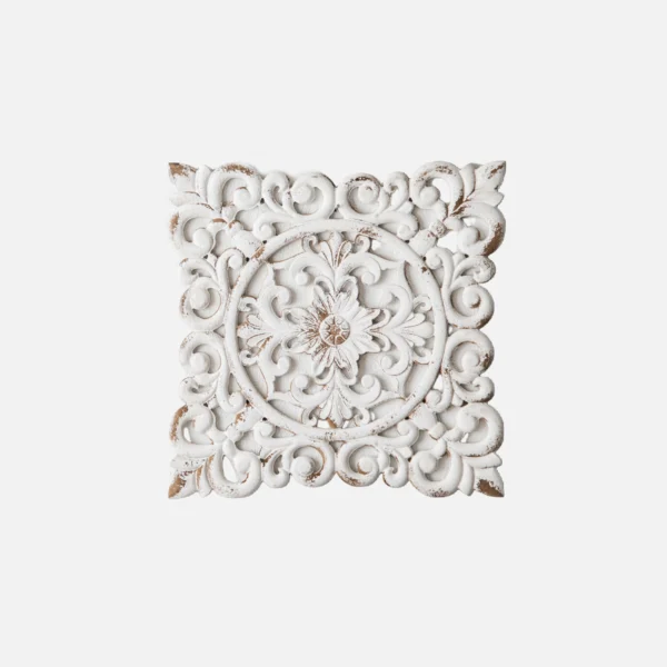 Vintage White Carved Floral Wall Decor