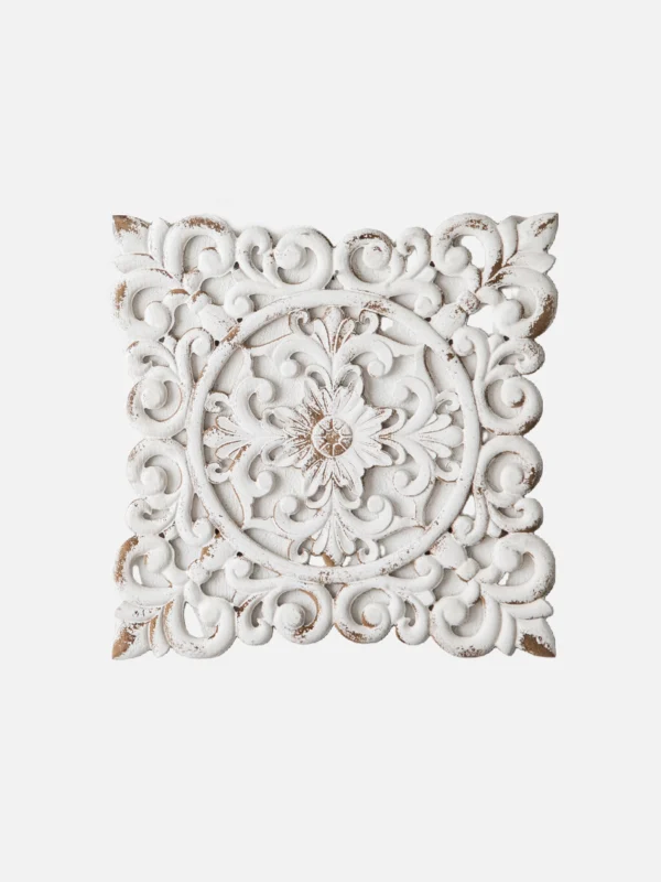 Vintage White Carved Floral Wall Decor