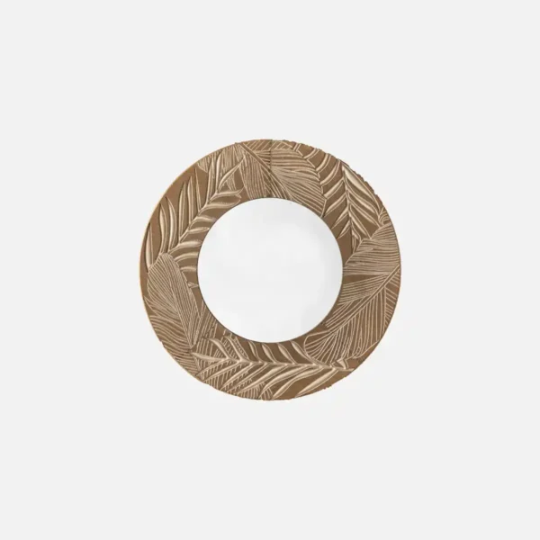 Wooden Leaf - Embossed Round Decor Mirror