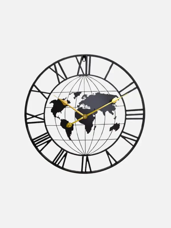 World Map Metal Wall Clock